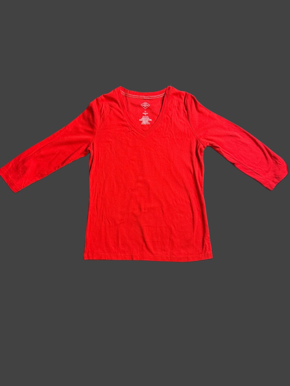 St. John's Bay Red V-Neck Long Sleeve Tee